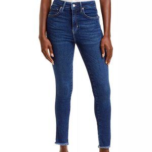 FREE PEOPLE High-rise Raw-edge Skinny Jeans In Deep Indigo